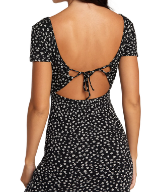 RVCA Smitten Dress Black; V-neck, elastane viscose blend, side slits; available at Drift House.