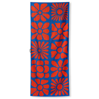 Nomadix Organic Cotton Beach Towel in Big Flowers Stellar Orange — plush, absorbent, Fair Trade Certified™, 100% organic cotton, 30" x 72.5"