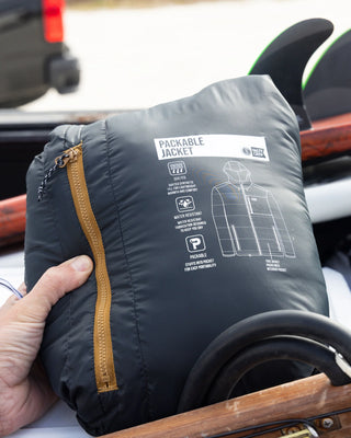 Salty Crew Barrier Insulated Jacket Camo with water-resistant ripstop fabric, insulated hood, and lightweight, packable cold-weather design.