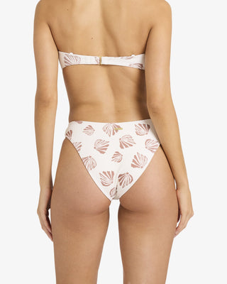 Billabong Sandy Shells Bondi Bottom in Salt Crystal, recycled nylon and elastane bikini bottom with medium coverage and Billabong logo embroidery on back left tail