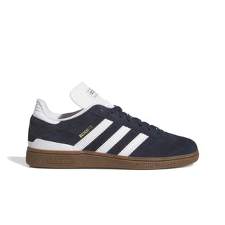 adidas Skateboarding Busenitz Pro Shoes in Aurora Ink/Footwear White/Gum — Copa Mundial-inspired skate shoe with suede upper, Geofit collar, recessed eyelets, and pivot-point rubber cupsole