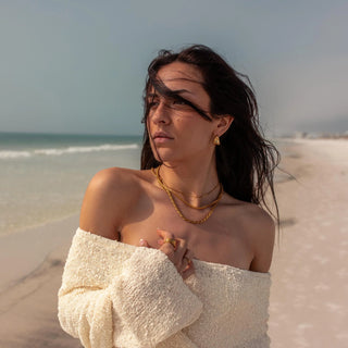 ALCO Halo necklace in 18K gold-plated 316L stainless steel with 15 inch chain and 2 inch extender.