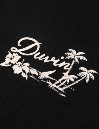 Duvin Design Co. Cat Call Crop Tee in black, 100% Peruvian Pima Cotton, cropped boxy fit, anti-pilled, pre-shrunk.