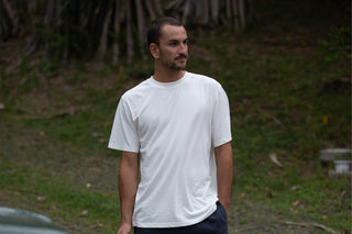 Rhythm Classic Vintage Tee in Vintage White, 100% cotton, light-weight, contrast stitching, wide neck rib, vintage fit.