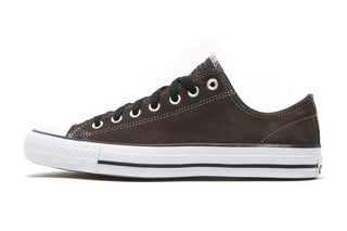 Converse CONS Chuck Taylor All Star Pro skate shoes in Walnut, durable suede upper with CX foam cushioning, elastic tongue bands, CONS traction rubber outsole, and classic Chucks aesthetic