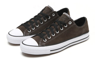 Converse CONS Chuck Taylor All Star Pro skate shoes in Walnut, durable suede upper with CX foam cushioning, elastic tongue bands, CONS traction rubber outsole, and classic Chucks aesthetic