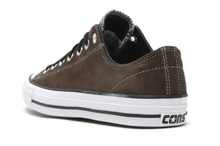 Converse CONS Chuck Taylor All Star Pro skate shoes in Walnut, durable suede upper with CX foam cushioning, elastic tongue bands, CONS traction rubber outsole, and classic Chucks aesthetic