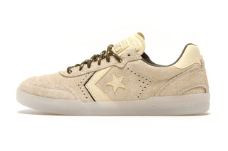 Converse CONS Louie Lopez Pro 2 skate shoes in Straw/Yellow, durable suede upper with CX foam cushioning, cupsole construction, Chuck Taylor-inspired outsole and Star Chevron branding