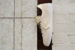 Converse CONS Louie Lopez Pro 2 skate shoes in Straw/Yellow, durable suede upper with CX foam cushioning, cupsole construction, Chuck Taylor-inspired outsole and Star Chevron branding