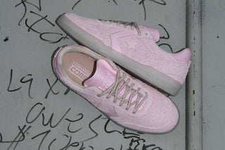 Converse CONS Louie Lopez Pro 2 skate shoes in Pink/Milk, durable suede upper with CX foam cushioning, cupsole construction, Chuck Taylor-inspired outsole and Star Chevron branding