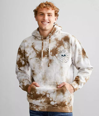 Roark Fear the Sea Hoodie in Khaki with crystal wash fleece and front pouch pocket.