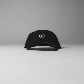 Black Drift House 6-panel strapback hat with white embroidered logo