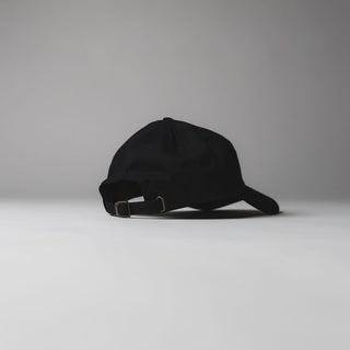 Black Drift House 6-panel strapback hat with white embroidered logo