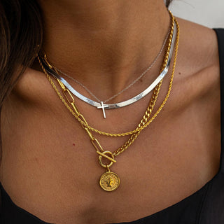 ALCO Haven necklace in 18K gold-plated stainless steel with lobster clasp and 18 inch chain for everyday wear.