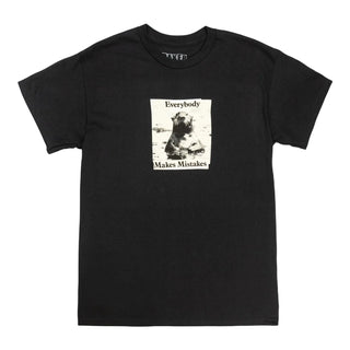 Baker Skateboards Everybody Makes Mistakes black t-shirt featuring graphic artwork by Stu Kirst with front print design
