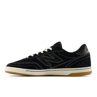 New Balance Numeric 440 V2 skate shoes in Black and Sea Salt with reinforced suede, synthetic, and mesh upper, ABZORB midsole for impact absorption, NDurance rubber outsole, and durable rubber cupsole