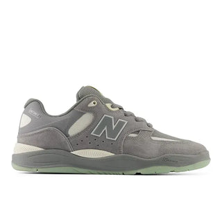 New Balance Numeric Tiago Lemos 1010 skate shoes in Slate Grey/Sea Salt, suede leather and mesh upper with FuelCell foam cushioning, durable rubber cup outsole, and signature NB Numeric design