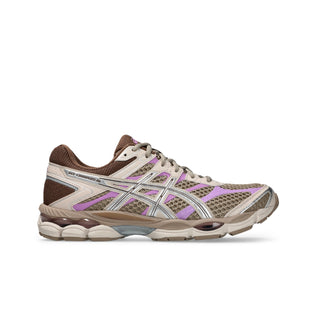 ASICS GEL-CUMULUS 16 sneakers in Cinnamon and Pure Silver colorway with glossy synthetic leather overlays and mesh underlays