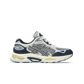 ASICS GEL-NYC 2.0 sneakers in Gravel and Cream with suede overlays, heritage GEL-1050 inspired tooling, GEL technology cushioning, FF BLAST PLUS midsole, and TRUSSTIC support system