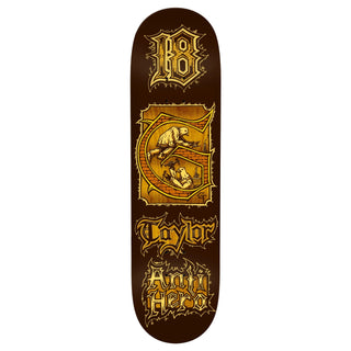 Antihero 8.38 inch Grant Medieval pro model skateboard deck with original artwork by Mulls Davis, 32.25 inch length and 14.5 inch wheelbase
