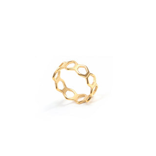 ALCO Jewelry Honey Ring, 18K gold-plated, stainless steel, hypoallergenic, water-resistant.