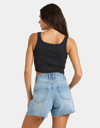 Billabong Vacation Soil Tank in Off Black - cropped tank top with snug fit, scoop neck, and soft-hand screenprint