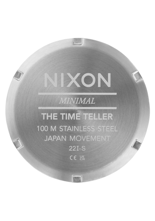 Nixon Time Teller Silver/Pistachio analog watch with stainless steel bracelet and soft pistachio green dial.