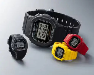 Red G-SHOCK DWN5600-4 finger-sized ring watch with digital display.