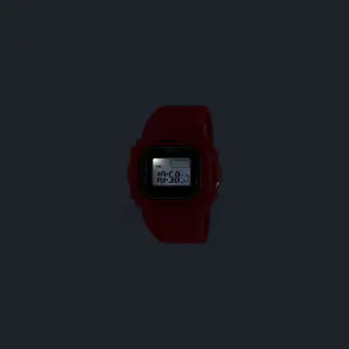Red G-SHOCK DWN5600-4 finger-sized ring watch with digital display.