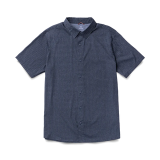 Roark Bless Up Shirt in Navy with breathable perforated stretch fabric and moisture-wicking Tactel nylon construction.
