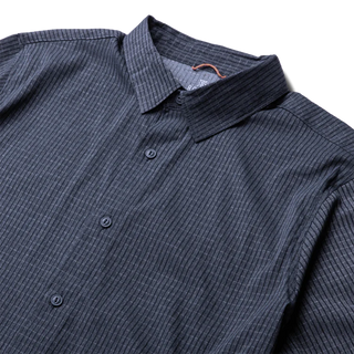 Roark Bless Up Shirt in Navy with breathable perforated stretch fabric and moisture-wicking Tactel nylon construction.
