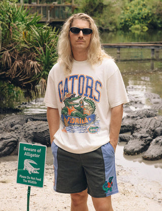 Duvin x Florida Gators Locals Tee in Off White with GATORS lettering and Albert river-float artwork