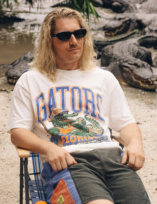 Duvin x Florida Gators Locals Tee in Off White with GATORS lettering and Albert river-float artwork