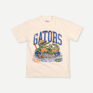 Duvin x Florida Gators Locals Tee in Off White with GATORS lettering and Albert river-float artwork