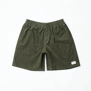 Rhythm Low Tide Cord Jam in Forest, 100% cotton 19.5 inch jam short in forest green with soft cord finish, internal drawstring, and standard Rhythm trims