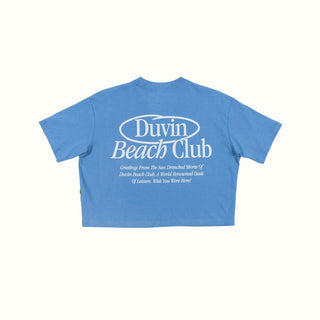 Duvin Design Co. Members Only Crop Tee in blue, 100% Peruvian Pima Cotton, cropped boxy fit, anti-pilled, pre-shrunk.