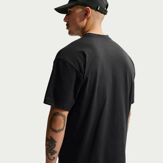 Rear detail of the black Nike ACG Hierchy Dri-FIT Tee showing its plain back and loose fit.