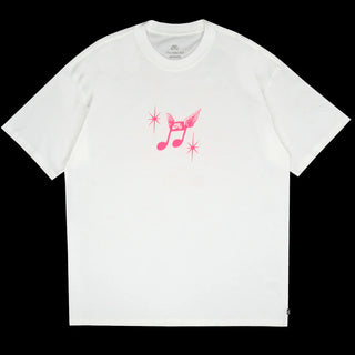 Nike SB FC Club 58 skate T-shirt in White with Hyper Pink graphics.
