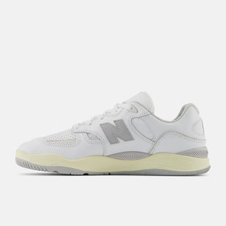 White Rone skate shoes with a suede and leather upper, REVlite midsole, and NB Numeric logo on the side.