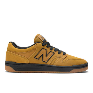 New Balance Numeric 480 skate shoes in Brown and Black with suede upper and gum outsole.
