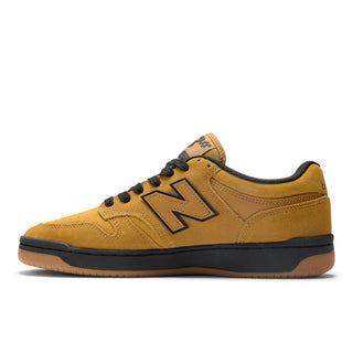New Balance Numeric 480 skate shoes in Brown and Black with suede upper and gum outsole.
