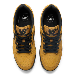 New Balance Numeric 480 skate shoes in Brown and Black with suede upper and gum outsole.
