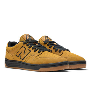 New Balance Numeric 480 skate shoes in Brown and Black with suede upper and gum outsole.