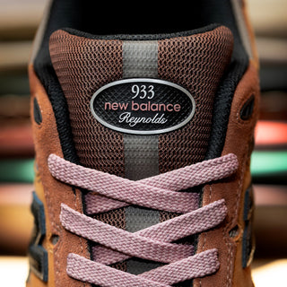  New Balance Numeric 933 Andrew Reynolds Mike Gigliotti in True Brown/Candy Pink with FuelCell foam and ABZORB cushioning.