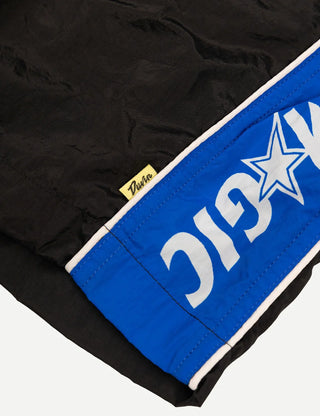 Duvin x Magic Nylon Short in Black — 100% lightweight nylon with built-in boxer-brief premium liner, elastic waistband, custom woven label back pocket, part of the limited Orlando Originals collaboration