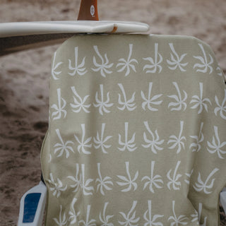 Nomadix Original Towel in Breezy Palms Olive — ultra-absorbent, quick-drying, sand and funk resistant, made from 90% recycled polyester, 72.5" x 30"