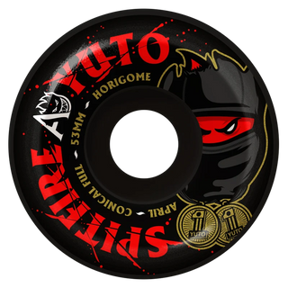 Spitfire Formula Four x April Yuto Conical Full 99a Wheels, 53mm — wider riding surface, cutaway design, 100% performance urethane with flatspot resistance and smooth anti-stick slide, set of 4
