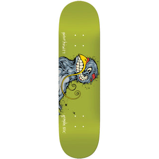 Antihero Peter Hewitt Pigeon Vision 8.38 skateboard deck, popsicle shape, pigeon graphic on bottom, natural wood construction.