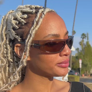 Crap Eyewear Speed Charm Sunglasses in Crystal Stone Bio/Earth — bioacetate wraparound frames with CR-39 lenses, 100% UVA/UVB protection, and spring hinges