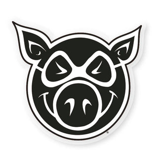 Pig Wheels Pig Head decal sticker, 4 inch medium size, classic Pig logo graphic, for boards and smooth surfaces.